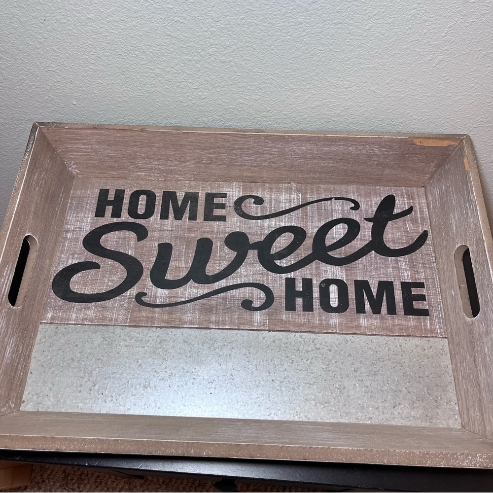 Farmhouse "Home Sweet Home" Wooden Decorative Tray - Rustic Large - Picture 2 of 14